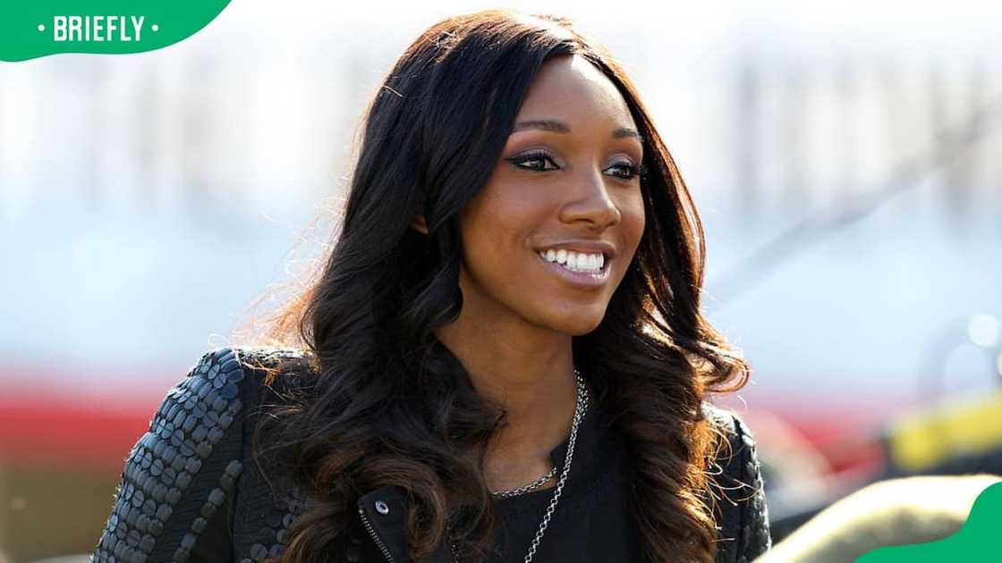 Maria Taylor during the Rose Bowl game of Stanford versus Iowa at the Rose Bowl in 2016