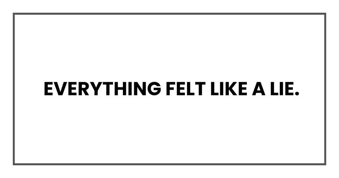 Everything felt like a lie. Everything felt like a lie.