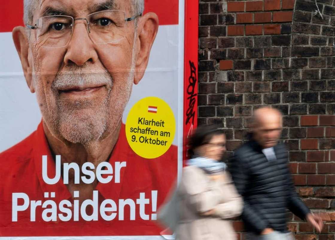 An election poster in Cienna shows Austria's President Alexander Van der Bellen, who is expected to win a second term in office An election poster in Cienna shows Austria's President Alexander Van der Bellen, who is expected to win a second term in office