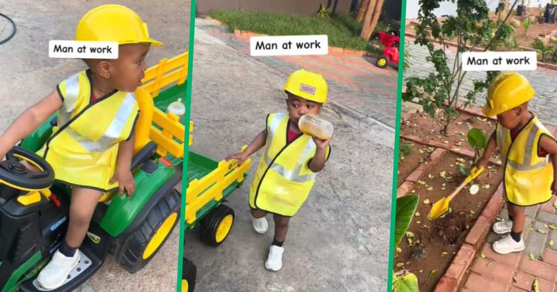 Toddler, tractor, TikTok video