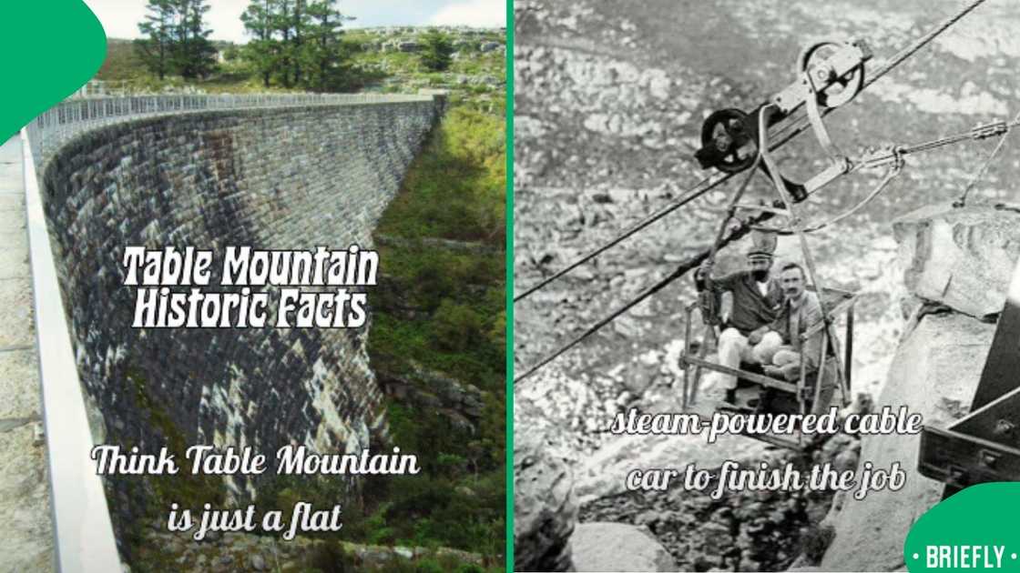 The image on the left showed the historic facts about Table Mountain