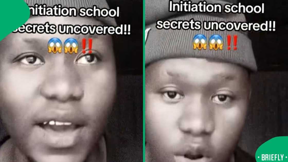 The visual on the right captured Tiblo, vlogging about what happens in initiation schools