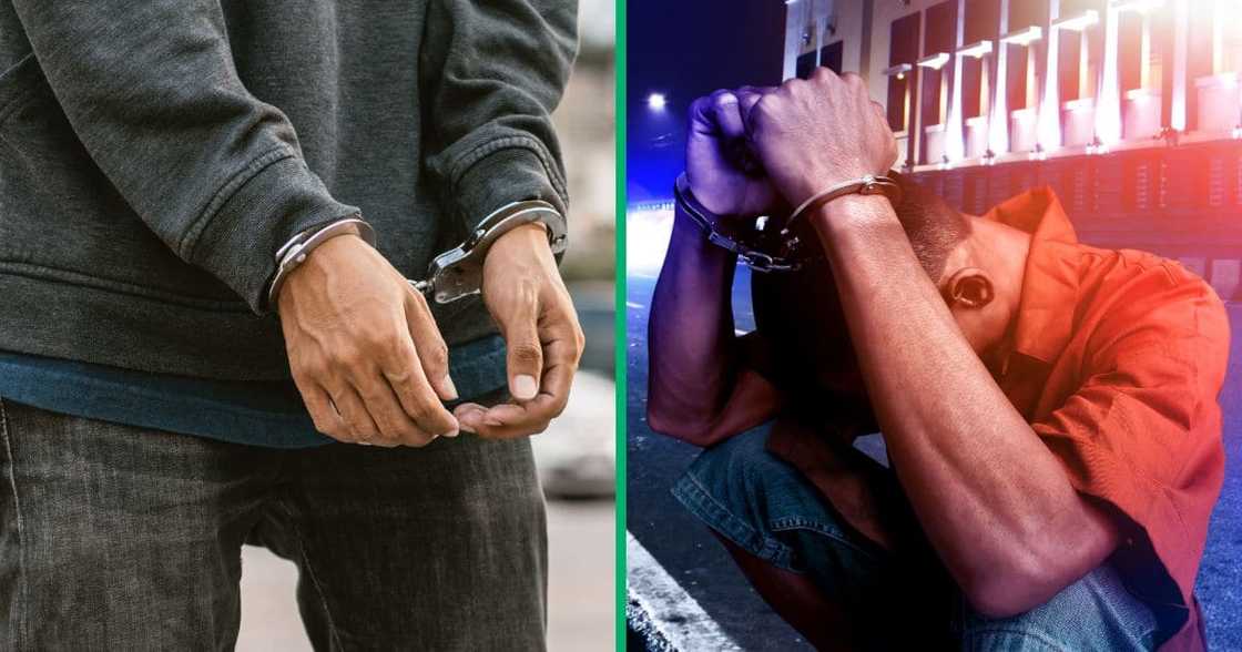 Collage image of a man arrested by the police Collage image of a man arrested by the police