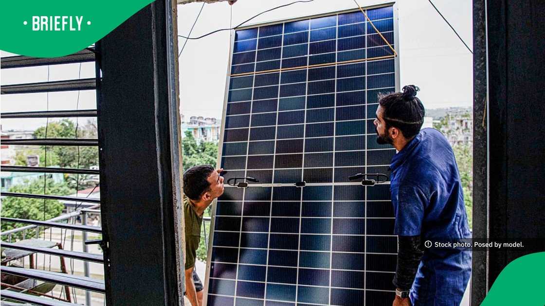 The visual showcased solar panels about to be installed