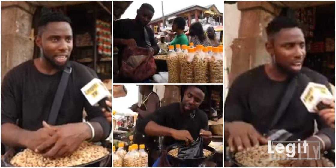 Nigerian man who dropped out of school now sells groundnuts, says he built a house with his groundnut business Nigerian man who dropped out of school now sells groundnuts, says he built a house with his groundnut business
