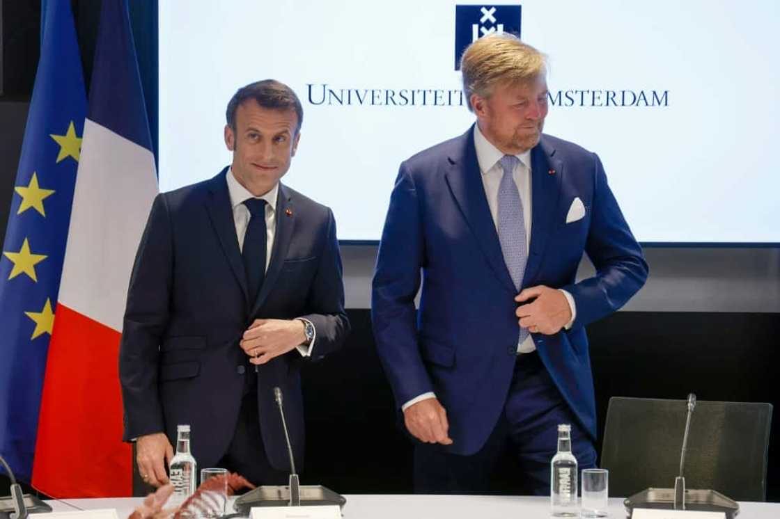 Macron held a roundtable with Dutch King Willem-Alexander at Amsterdam University