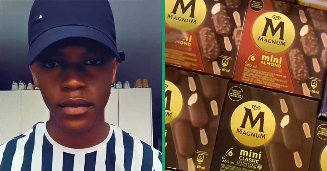 A man joked about not being able to afford Magnum ice cream in a TikTok video. A man joked about not being able to afford Magnum ice cream in a TikTok video.