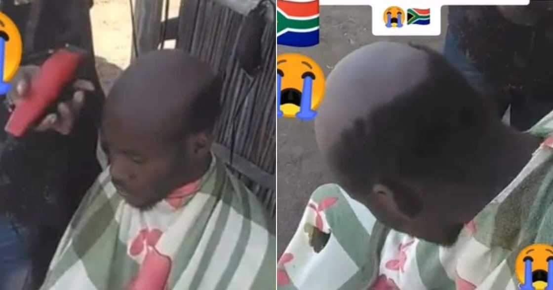 Man's hair cut interrupted by loadshedding Man's hair cut interrupted by loadshedding