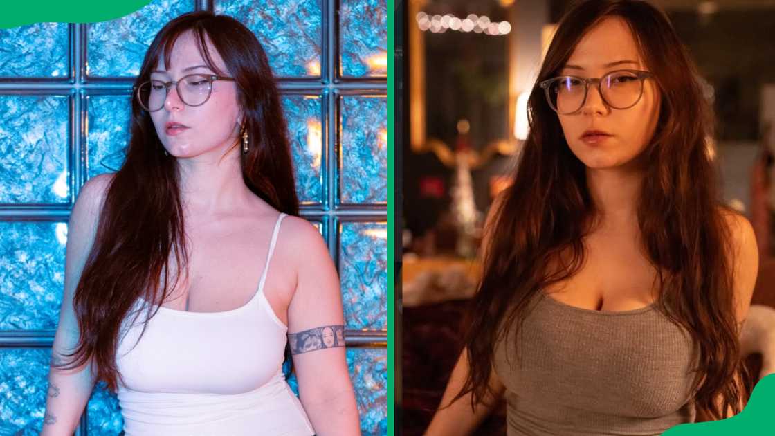 Goth Egg in a white top and in a grey top Goth Egg in a white top and in a grey top