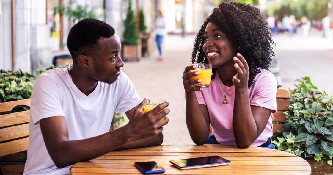 African woman and man on date