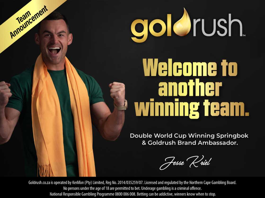 Springbok Jesse Kriel is Gold Rush's newest brand ambassador. Springbok Jesse Kriel is Gold Rush's newest brand ambassador.