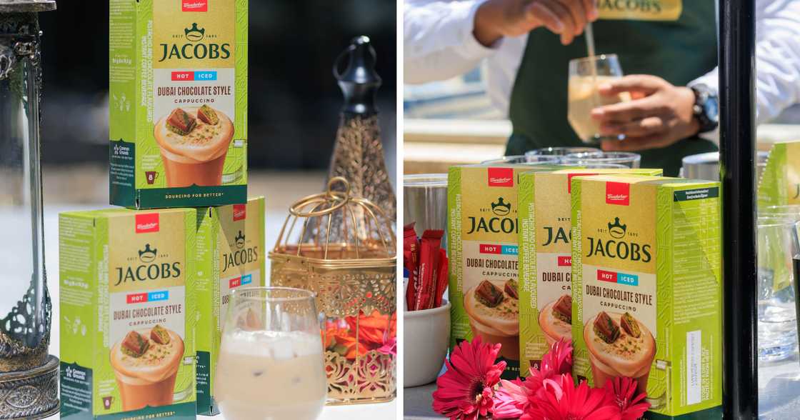 Jacobs Dubai Chocolate Style Cappuccino sachets, a new flavour innovation that captures one of the fastest-growing trends in indulgence: exotic, Arabian-inspired tastes. Jacobs Dubai Chocolate Style Cappuccino sachets, a new flavour innovation that captures one of the fastest-growing trends in indulgence: exotic, Arabian-inspired tastes.