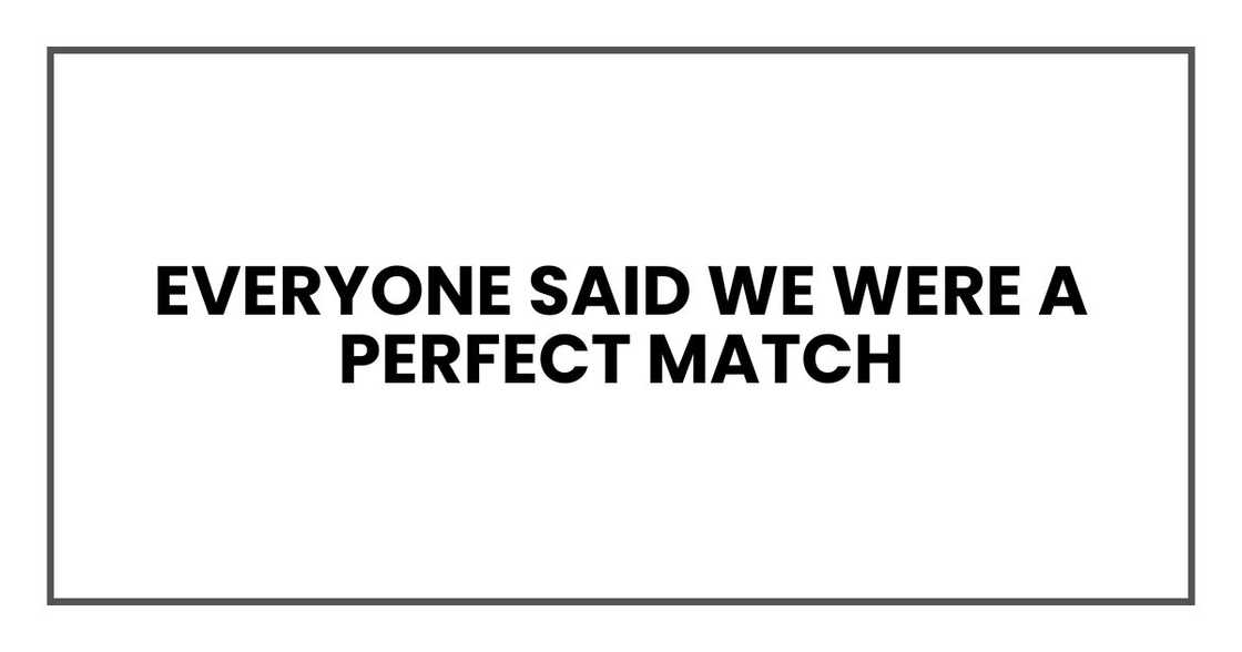 Everyone said we were a perfect match Everyone said we were a perfect match
