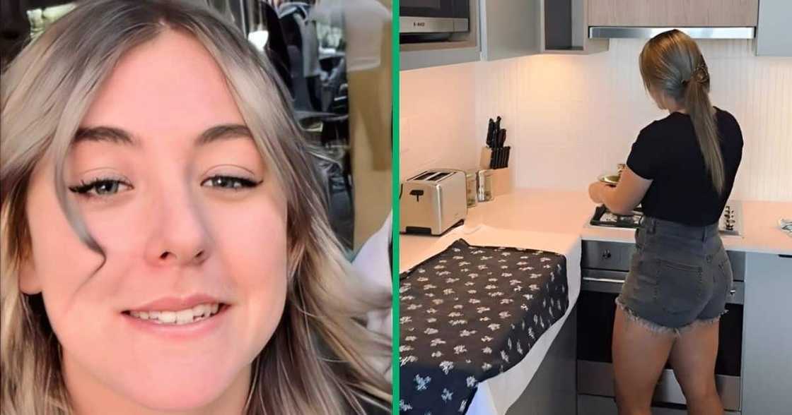 White woman ironing clothes with a hot pot White woman ironing clothes with a hot pot