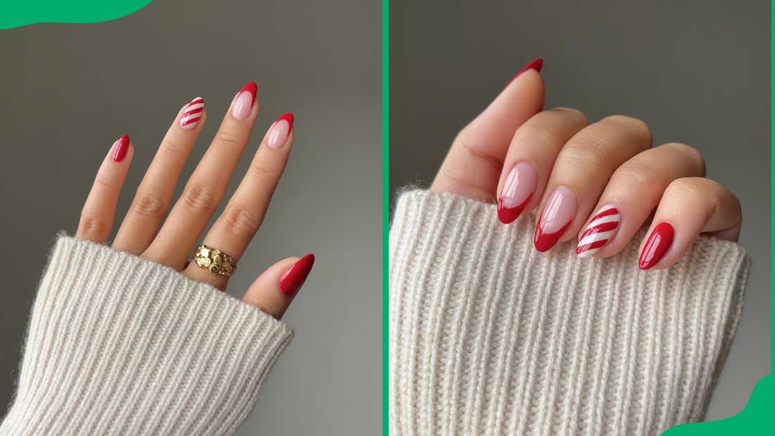 Candy cane nail design Candy cane nail design