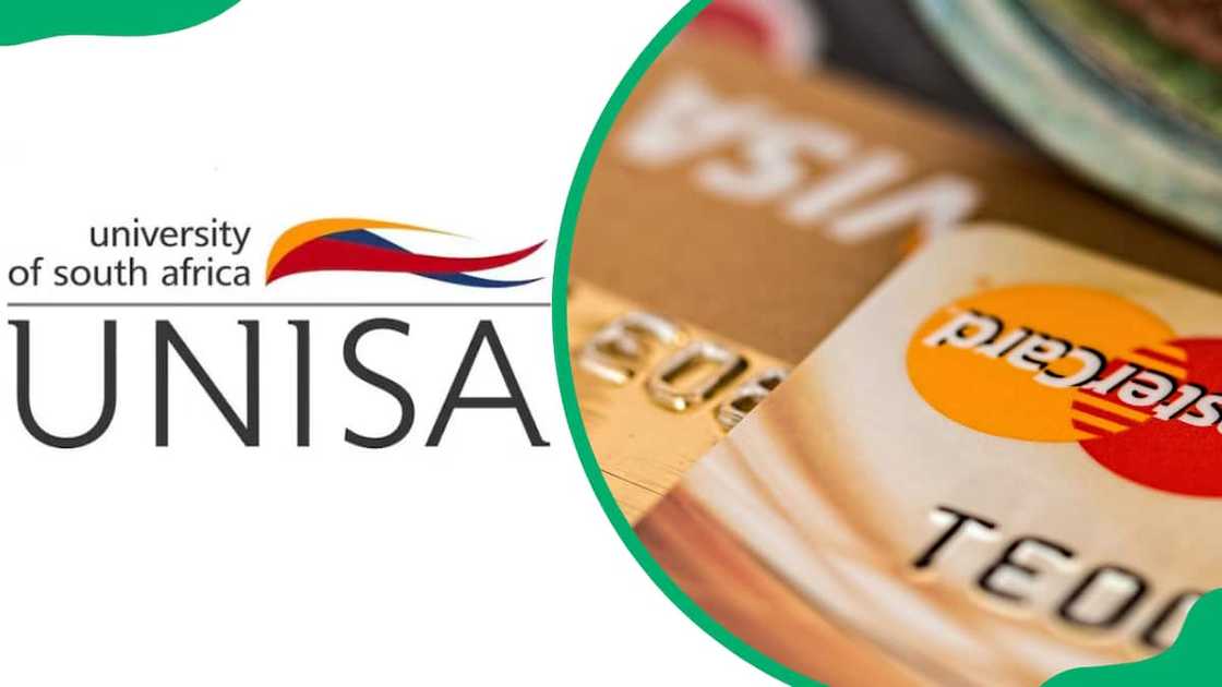 The UNISA logo and a picture of bank cards The UNISA logo and a picture of bank cards