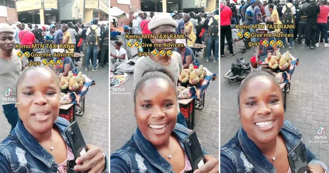 Brave woman at MTN taxi rank Brave woman at MTN taxi rank