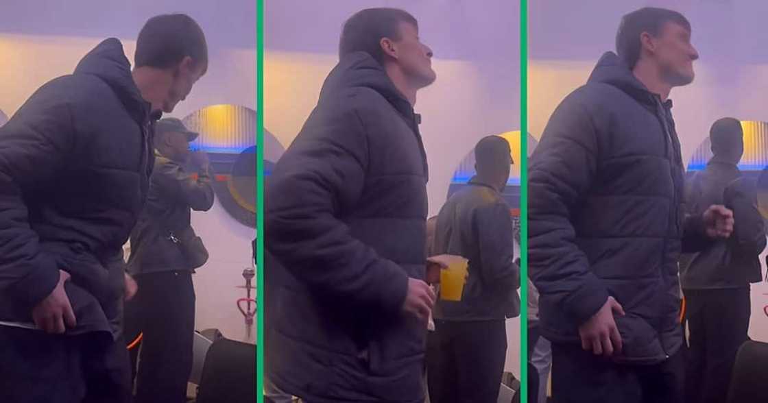 A TikTok video shows a white man having a good time at the groove. A TikTok video shows a white man having a good time at the groove.