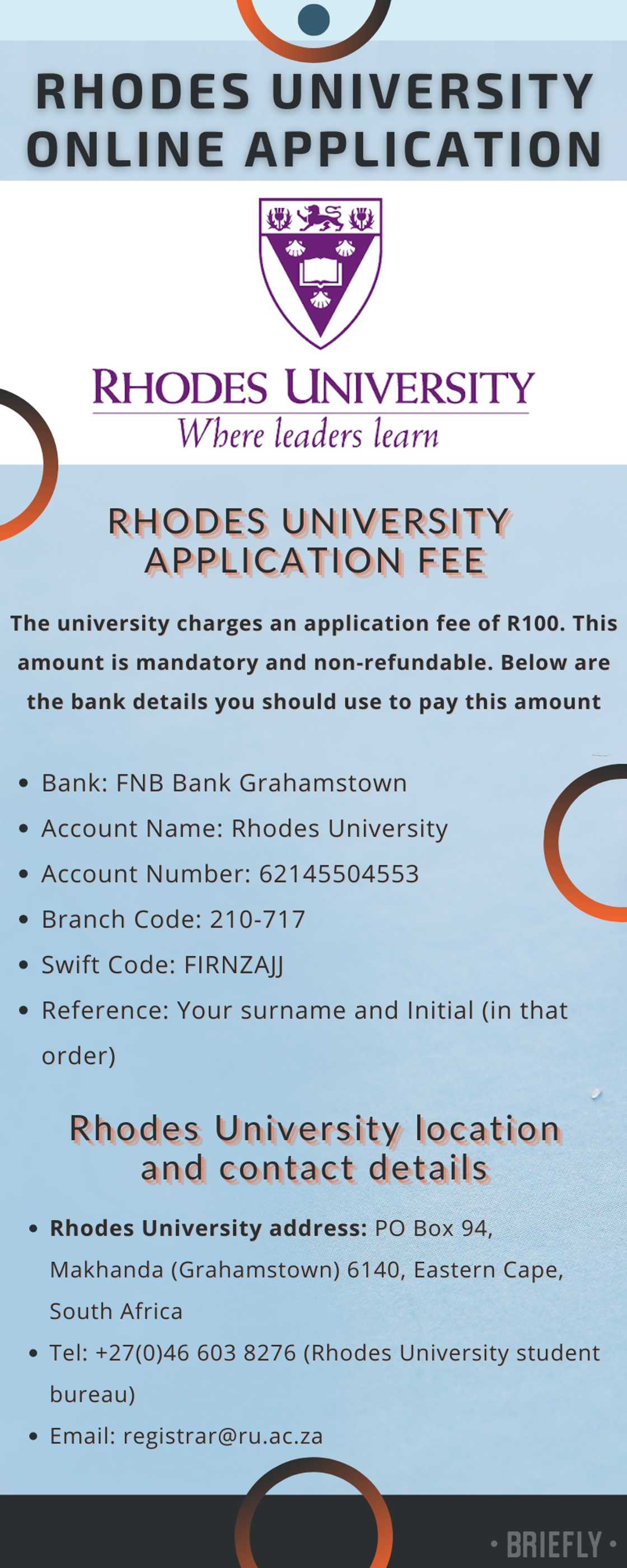 Rhodes University online application