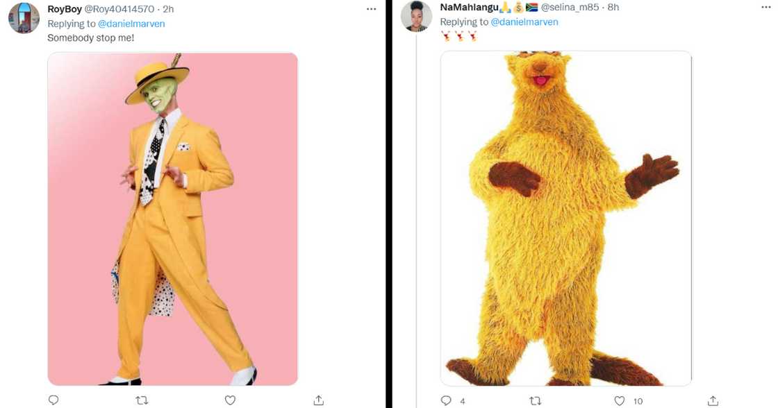 Twitter comparisons of man in yellow