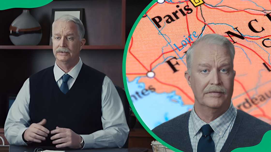 Bill Glass wearing a sweater vest (L). Bill Glass wearing a navy blue sweater (R) Bill Glass wearing a sweater vest (L). Bill Glass wearing a navy blue sweater (R)