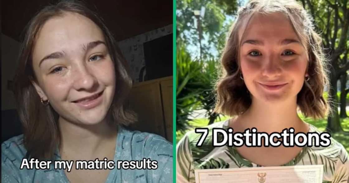 This young woman was happy about obtaining seven distinctions in matric. She posted a video about her marks online. This young woman was happy about obtaining seven distinctions in matric. She posted a video about her marks online.