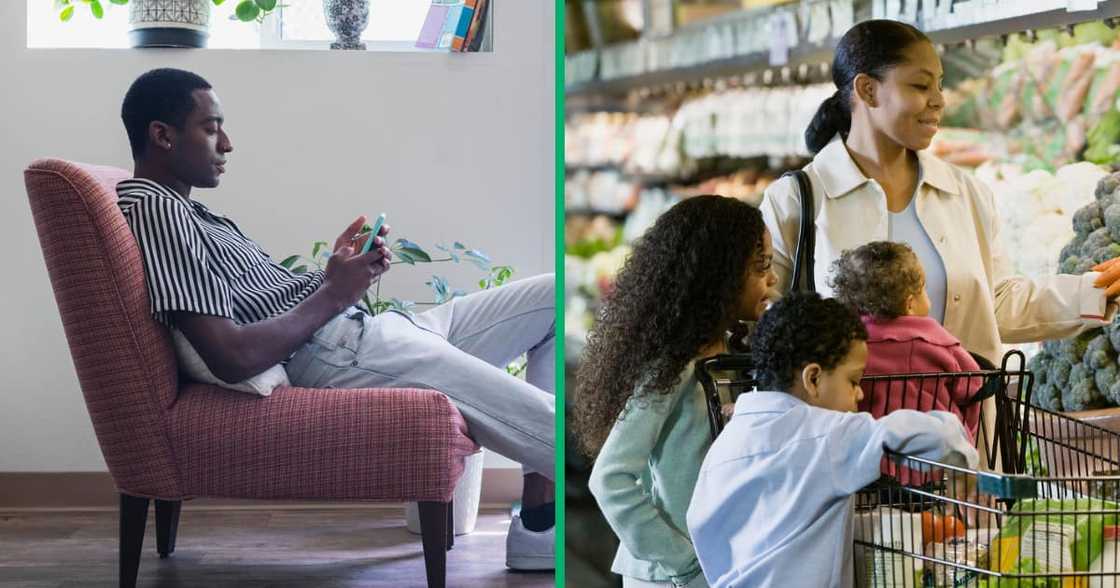 A Twitter post by user @lungympisane reveals that their cousin provides only R1000 a month for three children A Twitter post by user @lungympisane reveals that their cousin provides only R1000 a month for three children