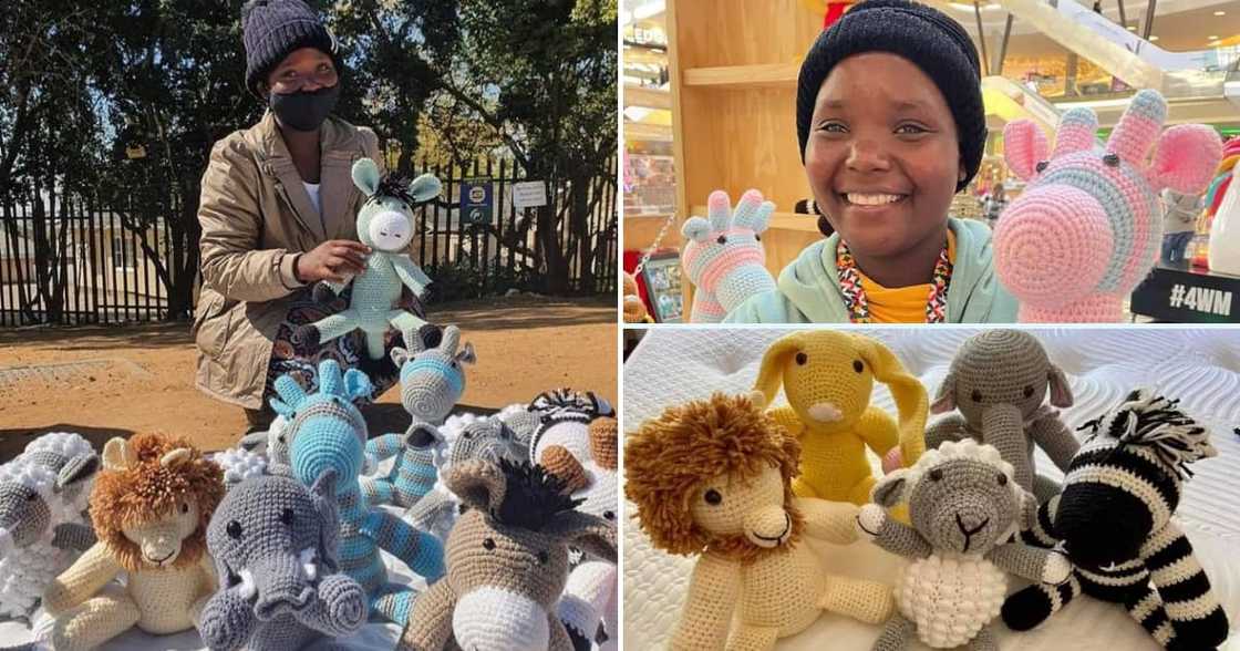 A young Johannesburg mom crochets stuffed toys from wool to make a living and support her family A young Johannesburg mom crochets stuffed toys from wool to make a living and support her family