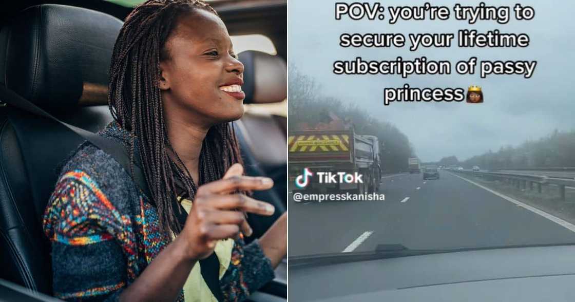 Woman excited to be man's passenger princess Woman excited to be man's passenger princess