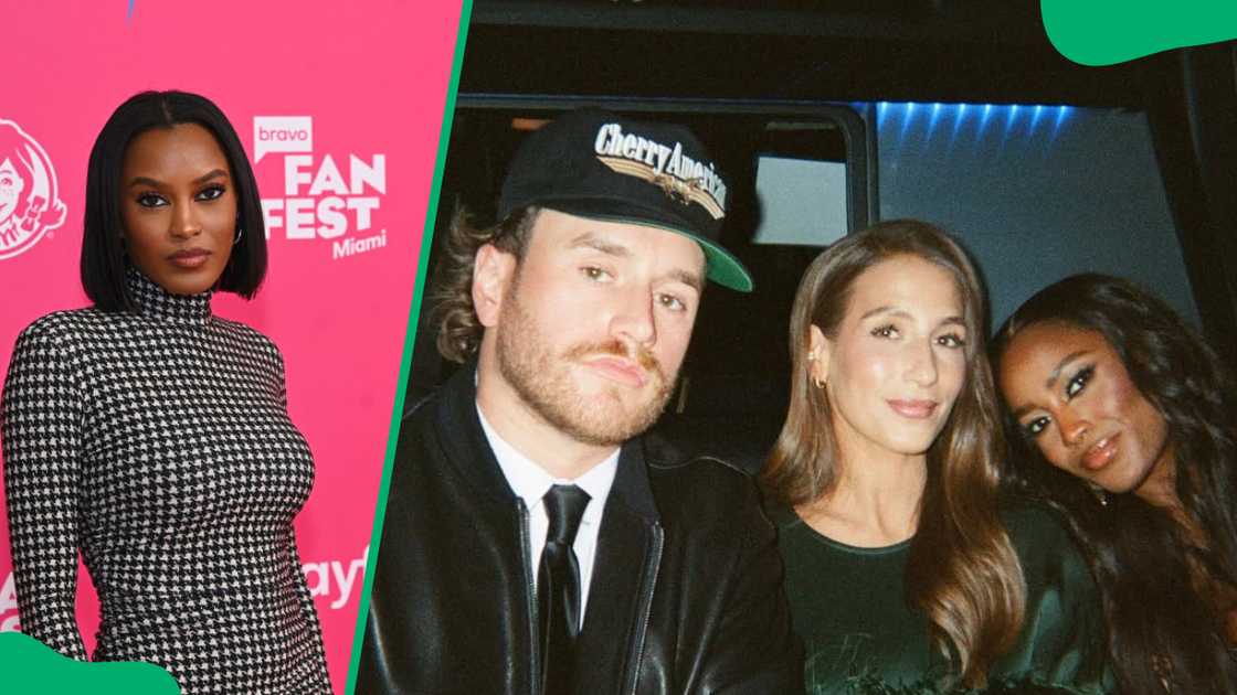 West Wilson at the Ice Palace Studios in Miami in 2024 (L). The reality TV star with Amanda Batula and Ciara Miller (L-R)