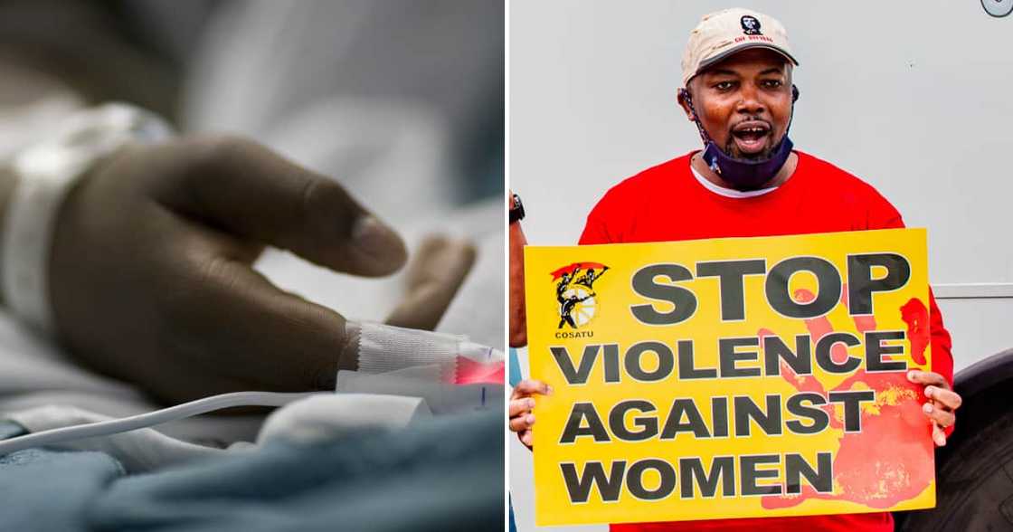 Close-up of a patient's hand in a hospital bed Close-up of a patient's hand in a hospital bed