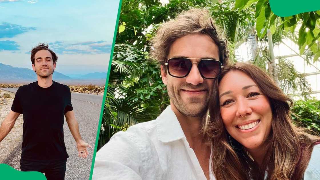 Danny Go rocking a black t-shirt (L). The YouTuber and his wife smiling for the camera (R)