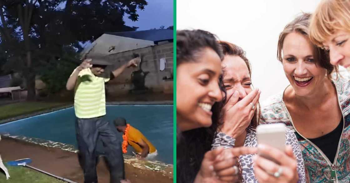 Mzansi couldn't get enough of the mans antics following the fall into the pool Mzansi couldn't get enough of the mans antics following the fall into the pool