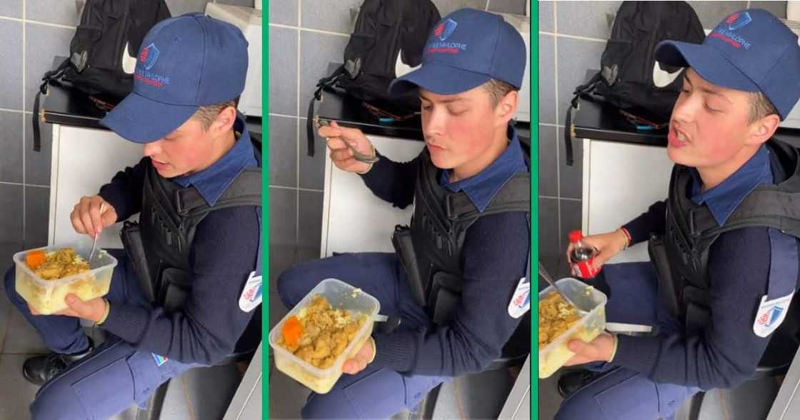 Zulu-speaking white man eating Zulu-speaking white man eating