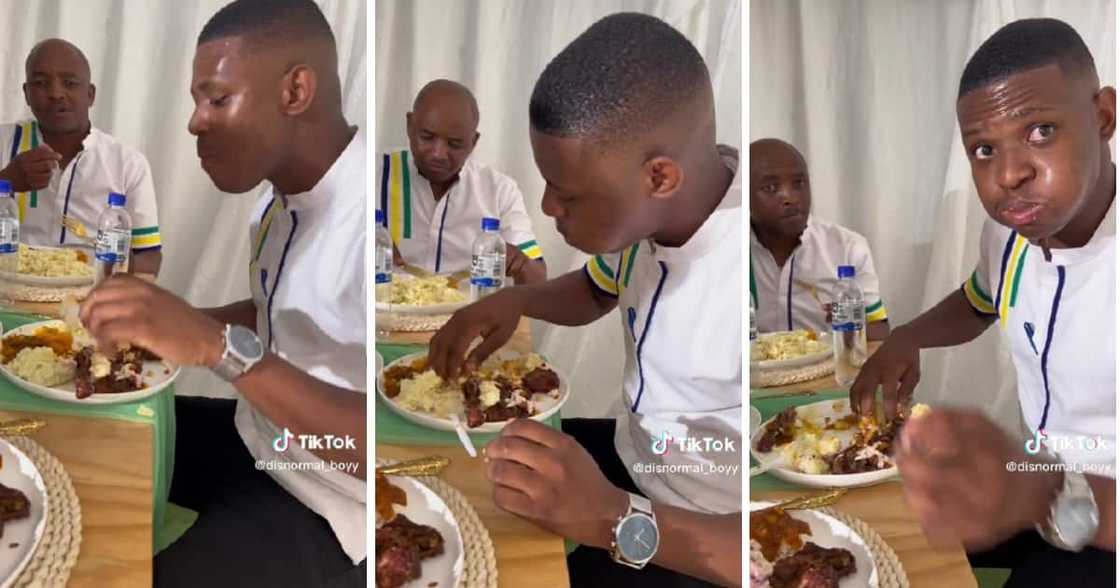 Hungry guy eating Hungry guy eating