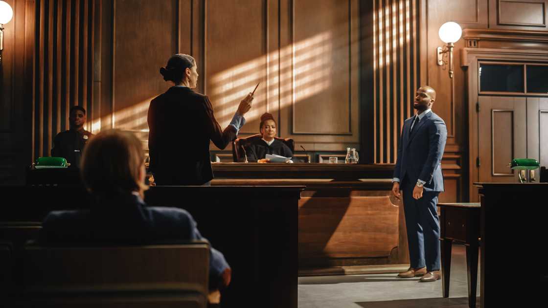 A court of law trial in session. A court of law trial in session.