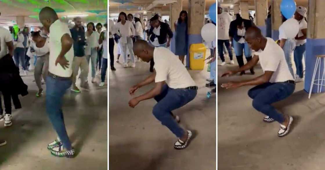 Man shows off dancing skills Man shows off dancing skills