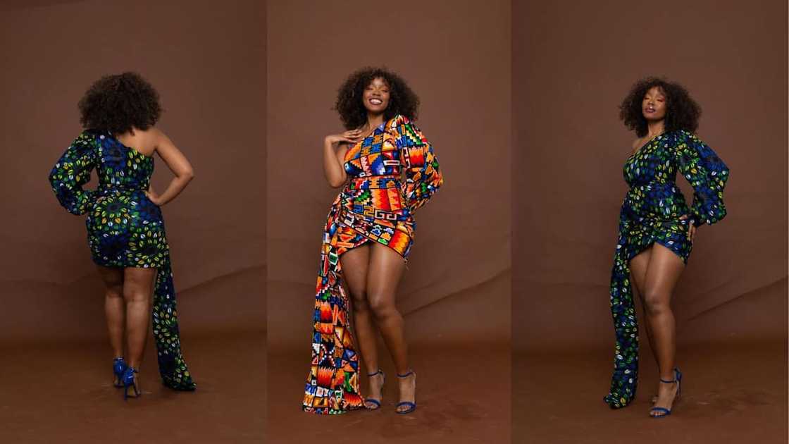 One-sleeved Ankara mini dress