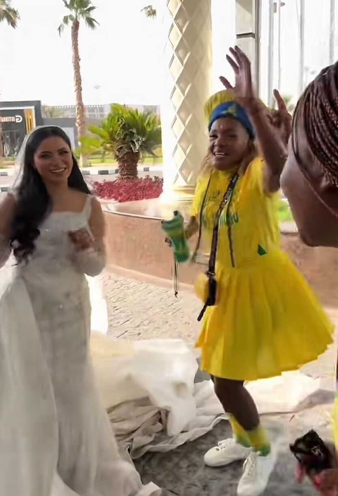 In Mzansi style, a group of South Africans celebrated a couple on their wedding day in Egypt. In Mzansi style, a group of South Africans celebrated a couple on their wedding day in Egypt.