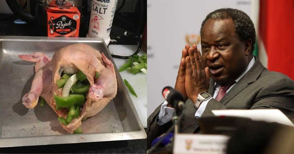 Tito Mboweni, stuffed chicken, roast chicken, Chef Tito, Mzansi reacts Tito Mboweni, stuffed chicken, roast chicken, Chef Tito, Mzansi reacts