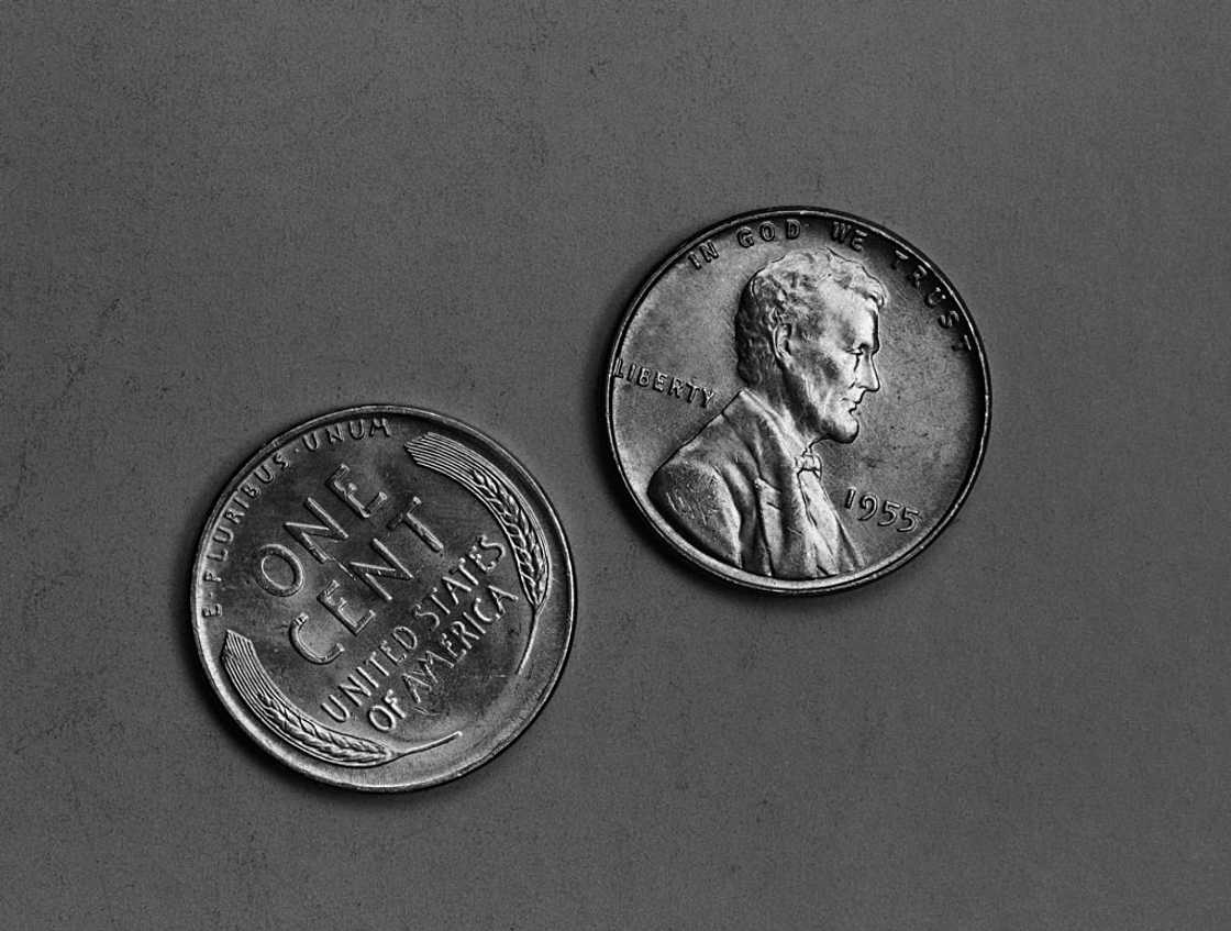 1950s Abraham Lincoln penny heads and tails.