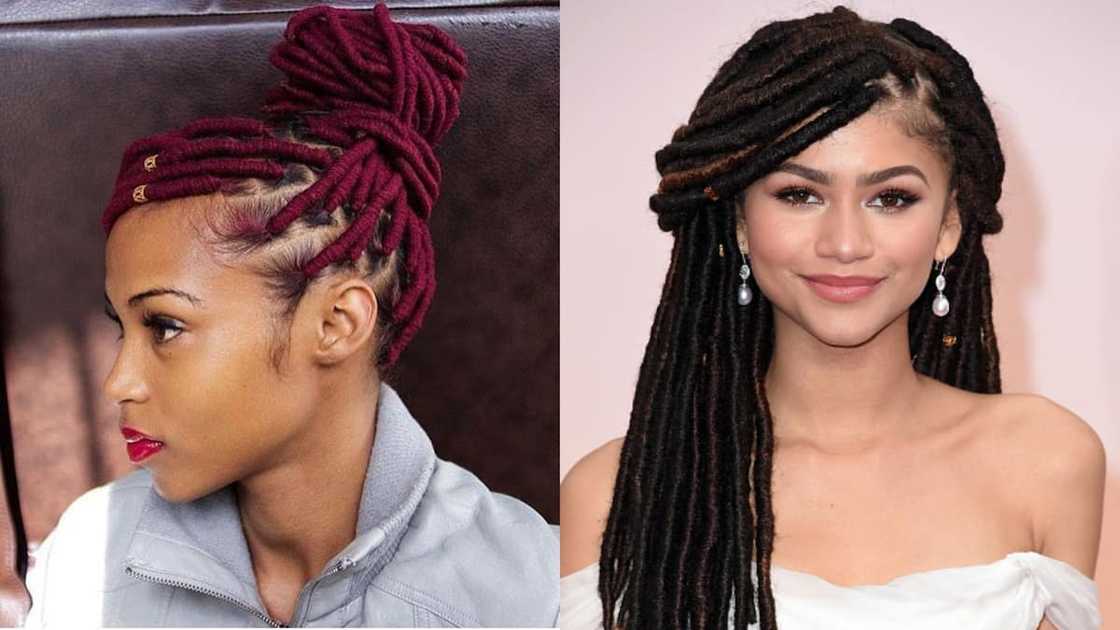 Red and black faux locs Red and black faux locs