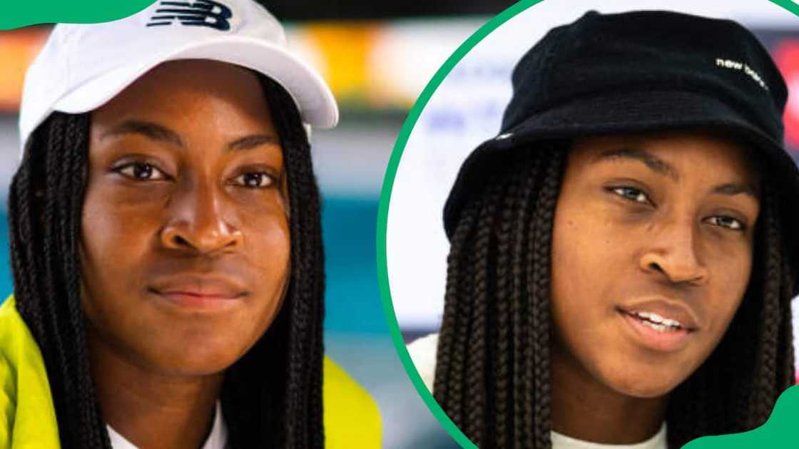Coco Gauff at an interview Coco Gauff at an interview