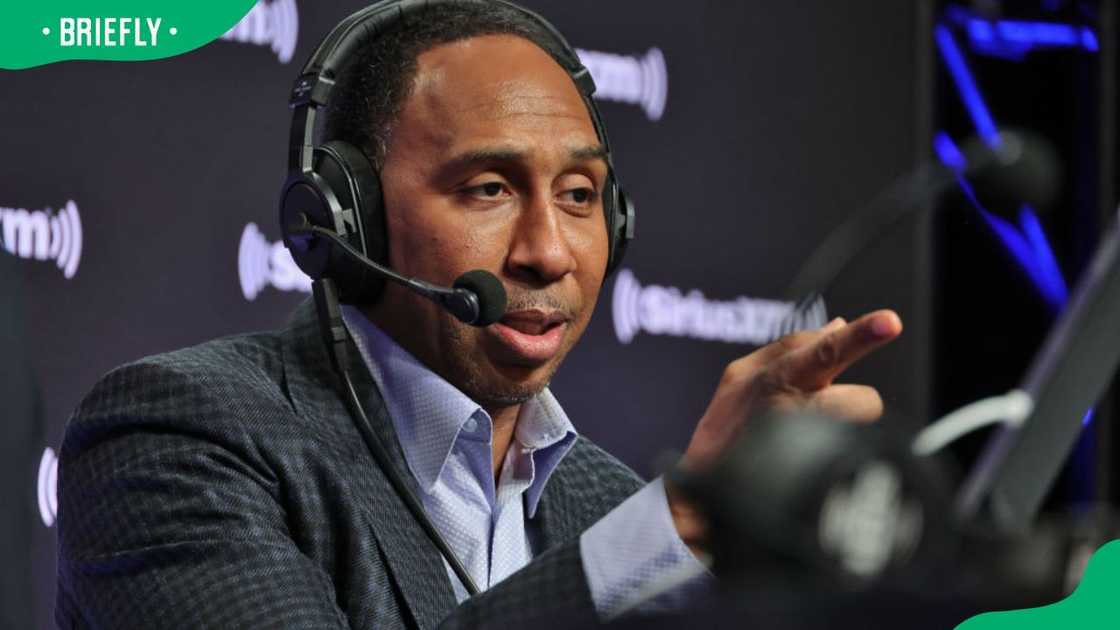 Sports journalist Stephen A. Smith at SiriusXM at Super Bowl LVII in 2023