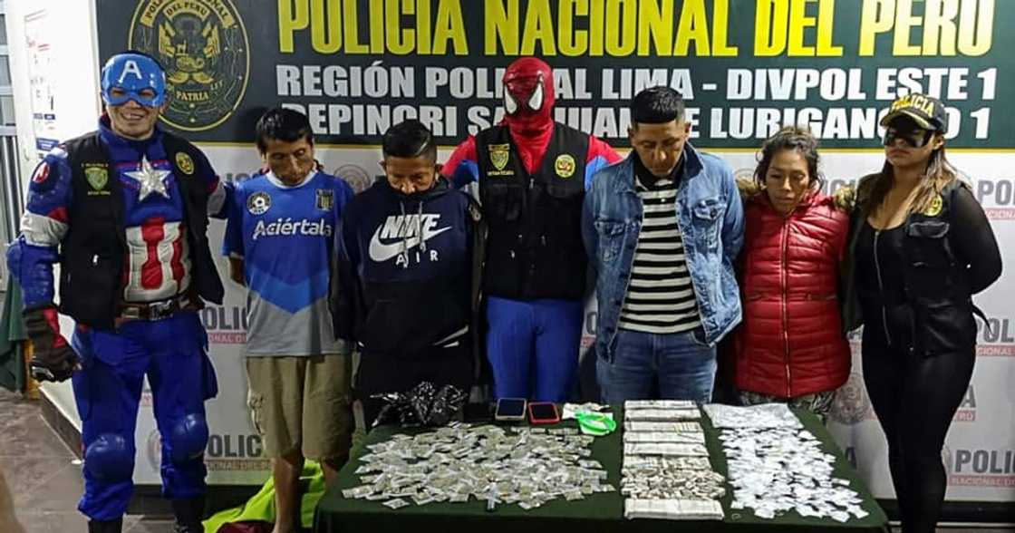 A police operation dubbed 'Marvel' after the comic book publisher of The Avengers, saw four officers dressed as superheroes help arrest four wanted drug dealers A police operation dubbed 'Marvel' after the comic book publisher of The Avengers, saw four officers dressed as superheroes help arrest four wanted drug dealers
