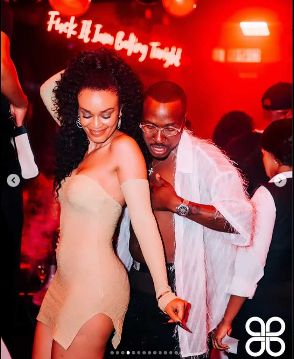 Pearl Thusi and Bobby Blanco were dancing together. Pearl Thusi and Bobby Blanco were dancing together.