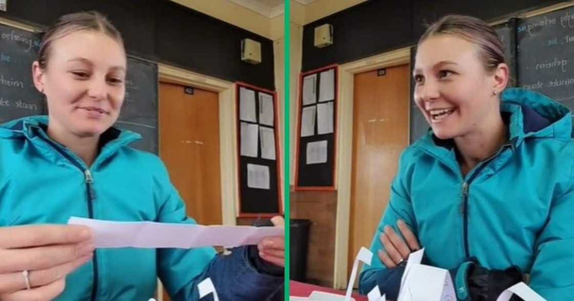 TikTok of Afrikaans teacher in Mpumalanga answering questions