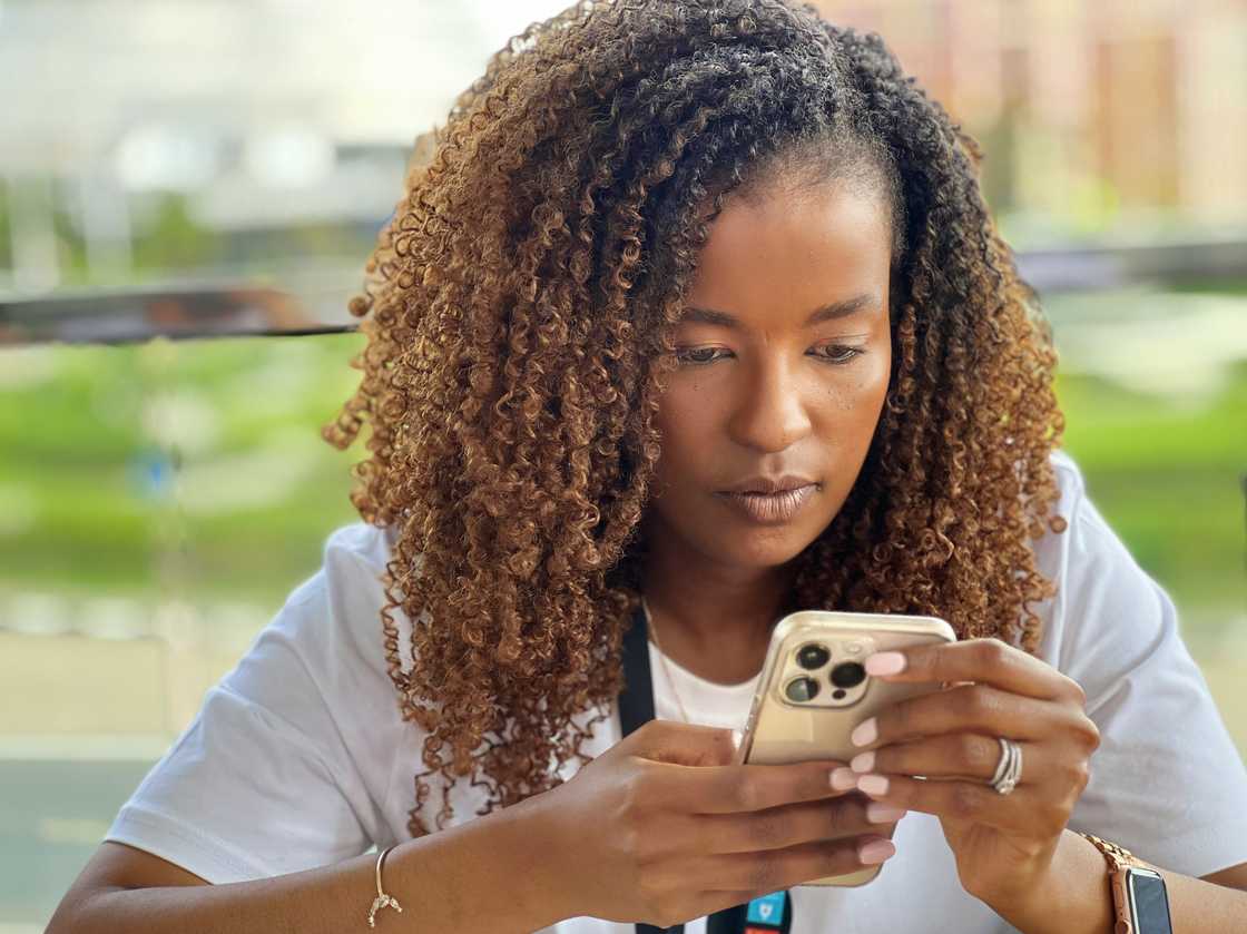 A woman checking her phone