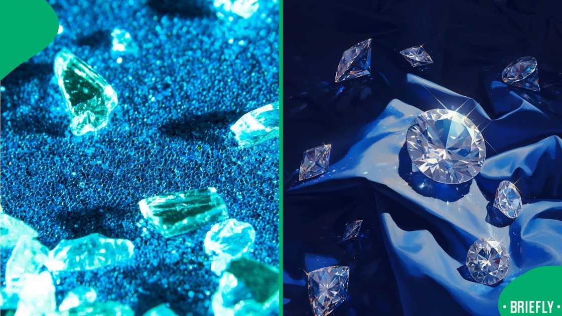 The image on the left showed blue stones