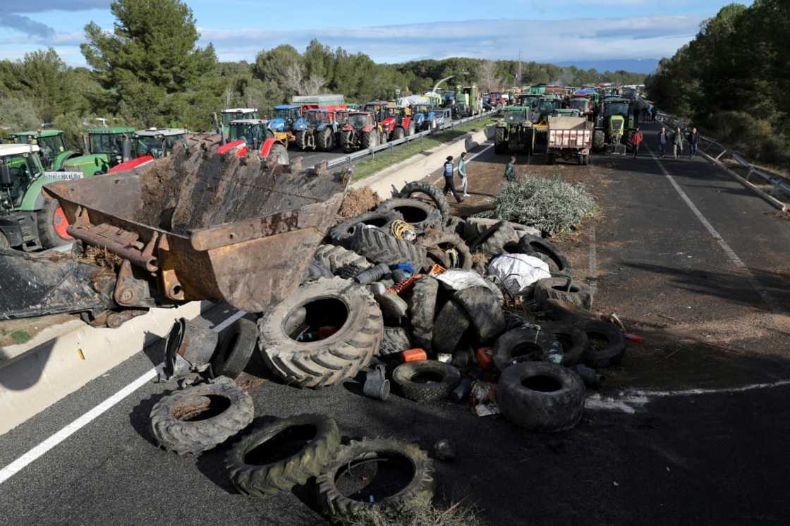 'You shall not pass': Catalan farmers blocked the AP-7 motorway linking Spain and France with tractors and tyres